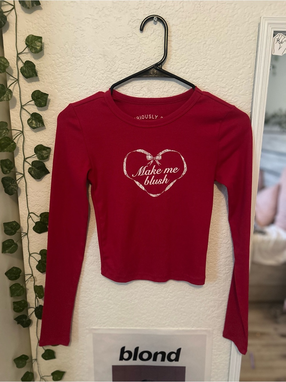 Aeropostale Red Ribbed Baby Long Sleeve Tee